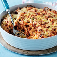 Запеченные спагетти с курицей